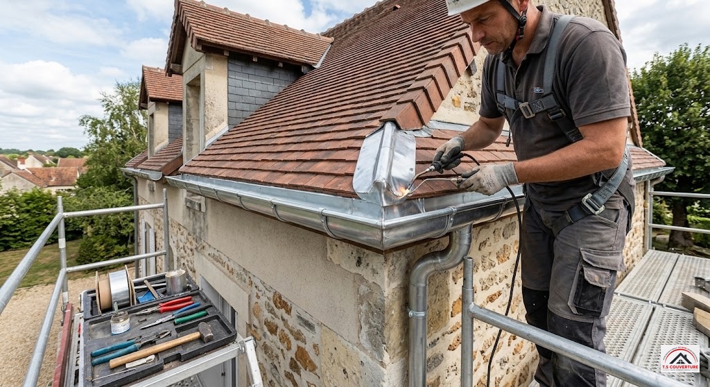 Pose de gouttières en zinc et travaux de zinguerie
